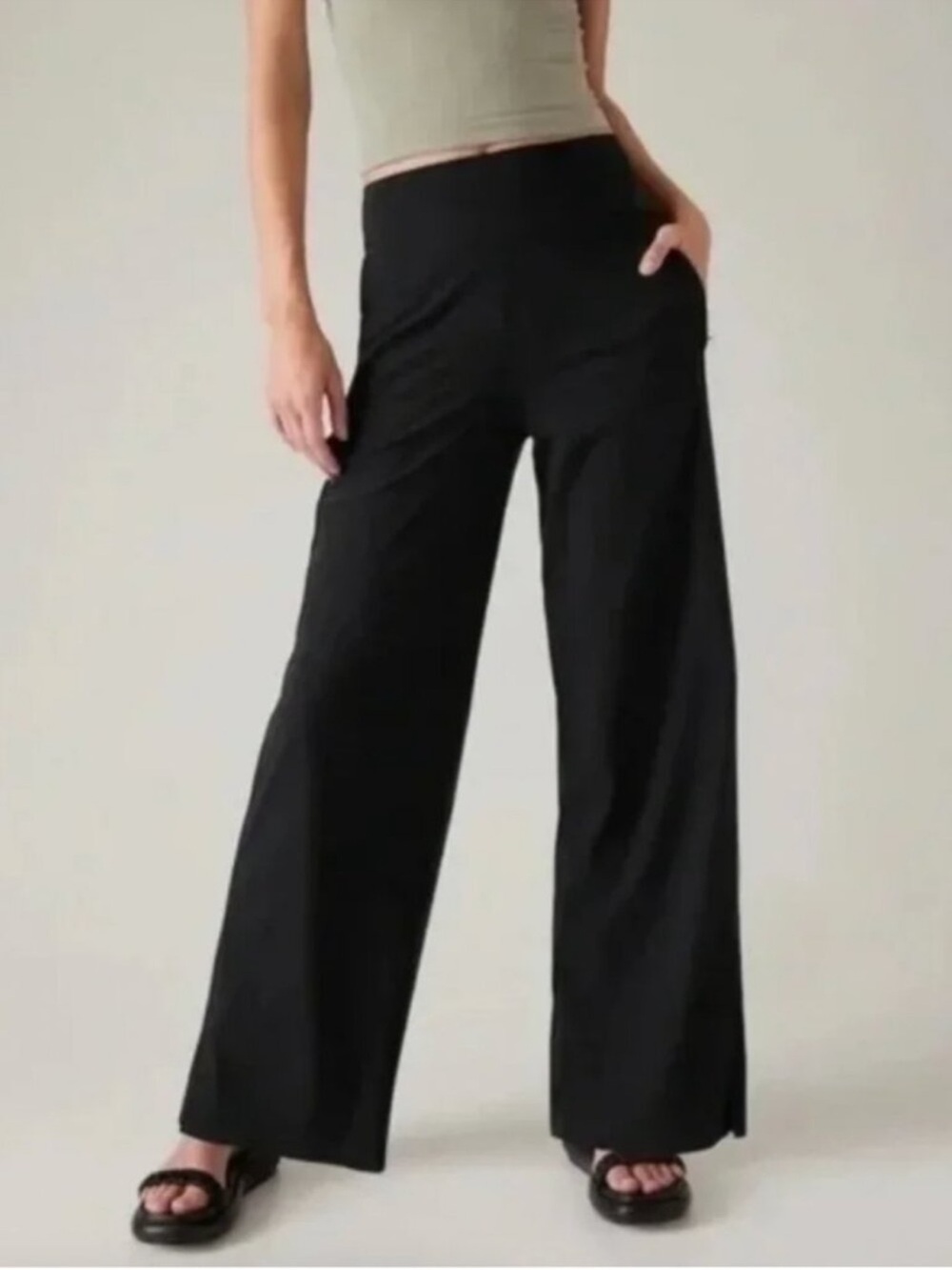 NWOT Athleta Cosmic Black Wide Leg stretch pull on pants